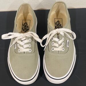 Vans Olive Canvas Shoes with White Accents